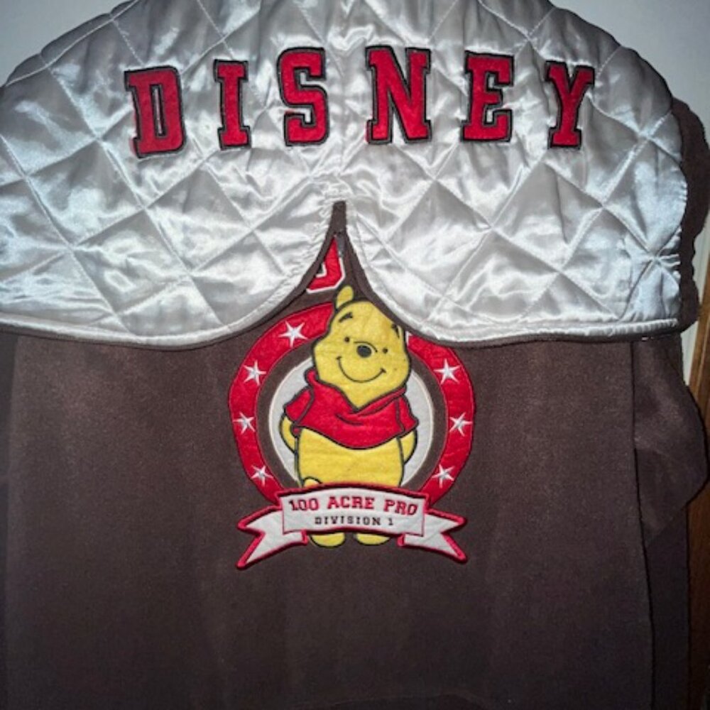 Disney Pooh Brown Embroidered, Lined and Zippered Hoodie